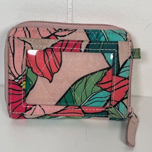 Vera Bradley Pink Quilted Vintage Floral Zip-Around ID Case Wallet - Picture 2 of 13